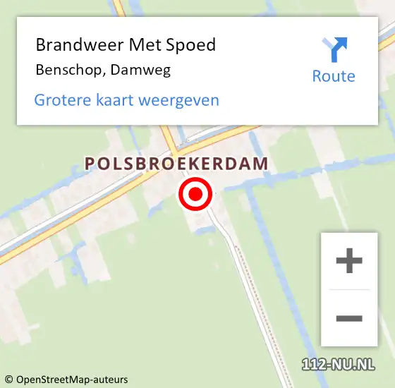 Locatie op kaart van de 112 melding: Brandweer Met Spoed Naar Benschop, Damweg op 19 januari 2016 16:31