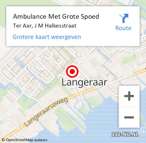 Locatie op kaart van de 112 melding: Ambulance Met Grote Spoed Naar Ter Aar, J M Halkesstraat op 19 januari 2016 17:19