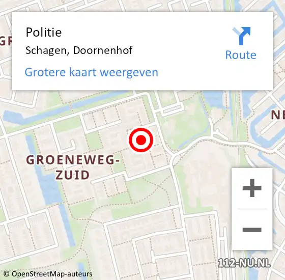 Locatie op kaart van de 112 melding: Politie Schagen, Doornenhof op 19 januari 2016 17:52