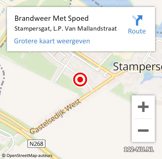 Locatie op kaart van de 112 melding: Brandweer Met Spoed Naar Stampersgat, L.P. Van Mallandstraat op 19 januari 2016 18:18