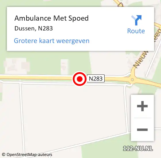 Locatie op kaart van de 112 melding: Ambulance Met Spoed Naar Dussen, N283 op 14 september 2013 19:19