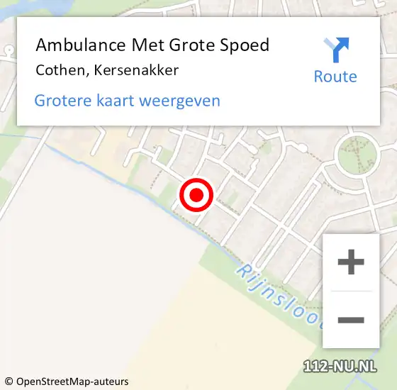 Locatie op kaart van de 112 melding: Ambulance Met Grote Spoed Naar Cothen, Kersenakker op 19 januari 2016 19:42