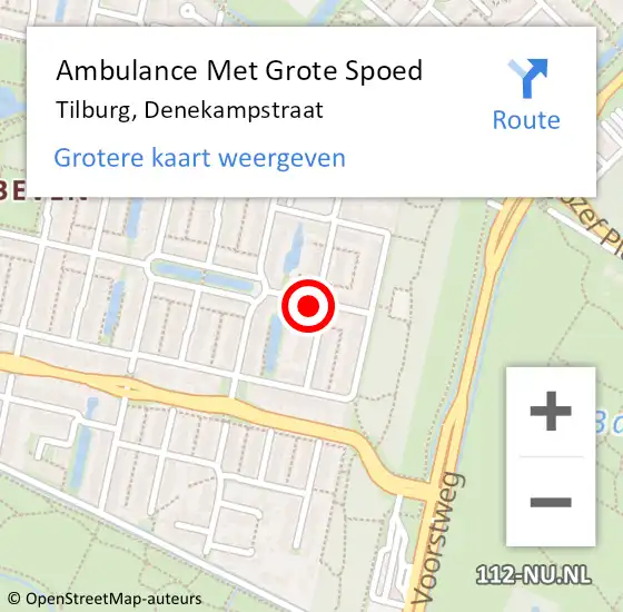 Locatie op kaart van de 112 melding: Ambulance Met Grote Spoed Naar Tilburg, Denekampstraat op 19 januari 2016 19:58