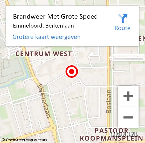 Locatie op kaart van de 112 melding: Brandweer Met Grote Spoed Naar Emmeloord, Berkenlaan op 19 januari 2016 21:17