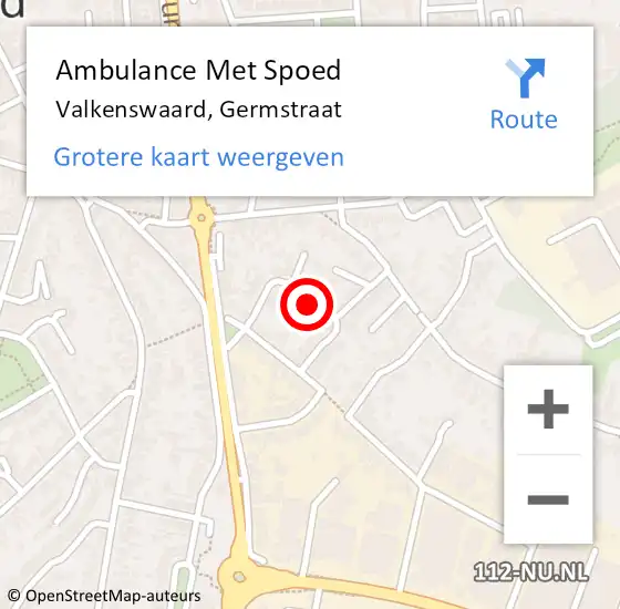 Locatie op kaart van de 112 melding: Ambulance Met Spoed Naar Valkenswaard, Germstraat op 19 januari 2016 21:49