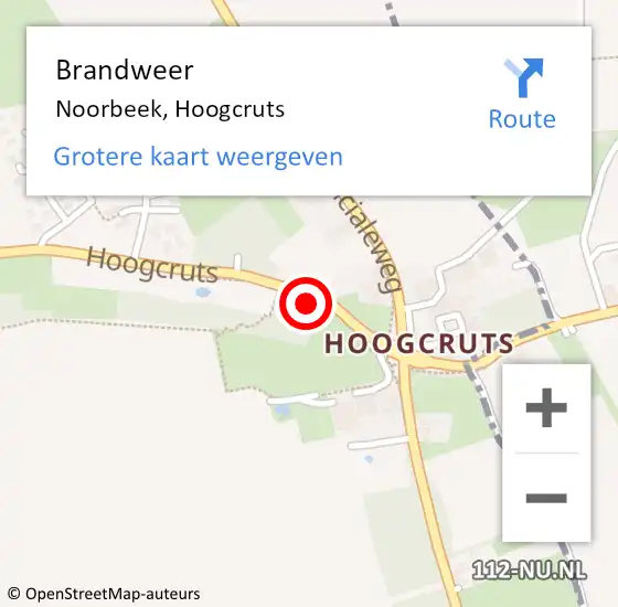 Locatie op kaart van de 112 melding: Brandweer Noorbeek, Hoogcruts op 19 januari 2016 22:03