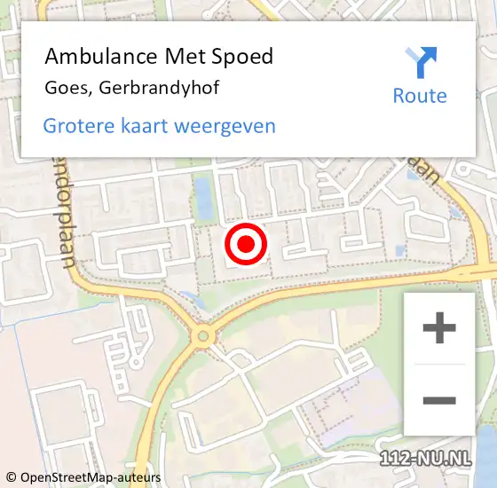 Locatie op kaart van de 112 melding: Ambulance Met Spoed Naar Goes, Gerbrandyhof op 19 januari 2016 22:33
