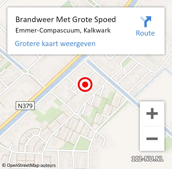 Locatie op kaart van de 112 melding: Brandweer Met Grote Spoed Naar Emmer-Compascuum, Kalkwark op 20 januari 2016 01:04