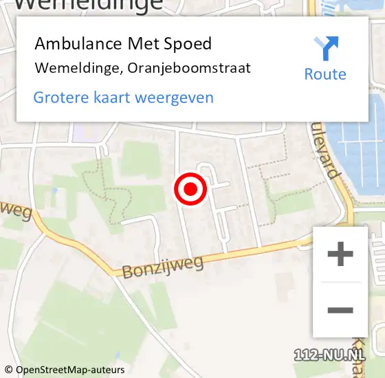 Locatie op kaart van de 112 melding: Ambulance Met Spoed Naar Wemeldinge, Oranjeboomstraat op 20 januari 2016 03:39