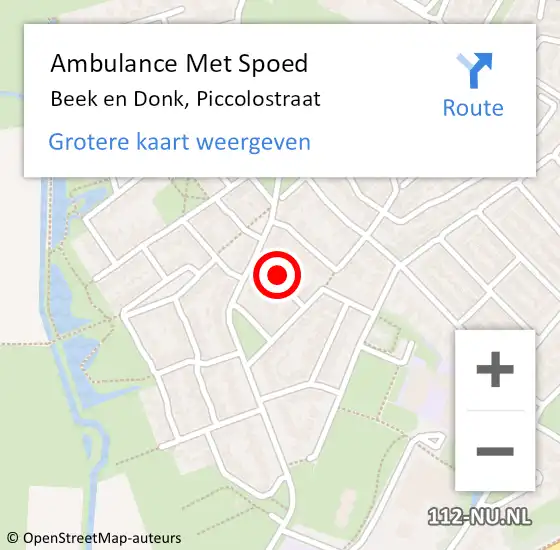 Locatie op kaart van de 112 melding: Ambulance Met Spoed Naar Beek en Donk, Piccolostraat op 20 januari 2016 03:42