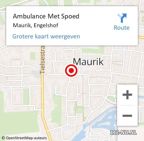 Locatie op kaart van de 112 melding: Ambulance Met Spoed Naar Maurik, Engelshof op 20 januari 2016 03:45