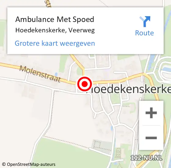 Locatie op kaart van de 112 melding: Ambulance Met Spoed Naar Hoedekenskerke, Veerweg op 20 januari 2016 06:56