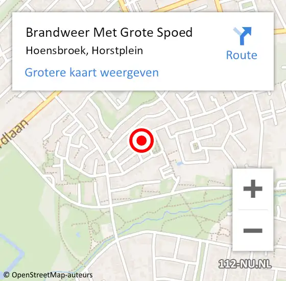 Locatie op kaart van de 112 melding: Brandweer Met Grote Spoed Naar Hoensbroek, Horstplein op 20 januari 2016 08:44