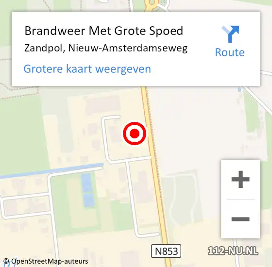 Locatie op kaart van de 112 melding: Brandweer Met Grote Spoed Naar Zandpol, Nieuw-Amsterdamseweg op 20 januari 2016 08:50