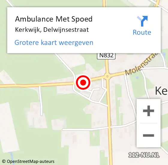 Locatie op kaart van de 112 melding: Ambulance Met Spoed Naar Kerkwijk, Delwijnsestraat op 20 januari 2016 08:53