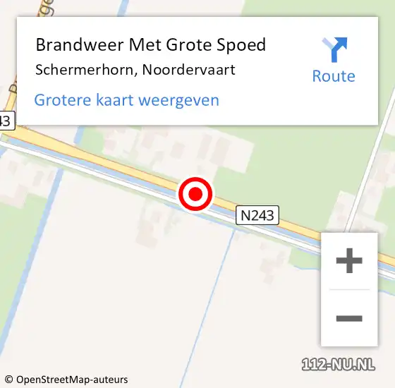 Locatie op kaart van de 112 melding: Brandweer Met Grote Spoed Naar Schermerhorn, Noordervaart op 20 januari 2016 09:16