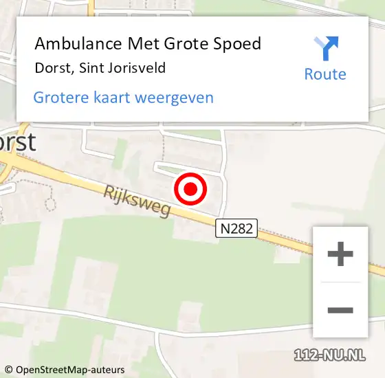 Locatie op kaart van de 112 melding: Ambulance Met Grote Spoed Naar Dorst, Sint Jorisveld op 3 december 2013 18:47