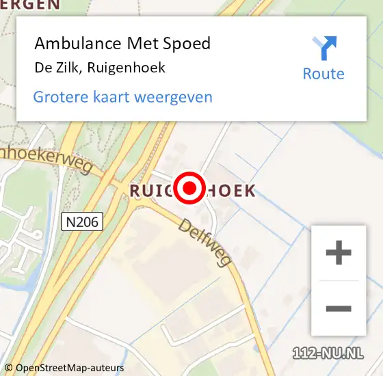 Locatie op kaart van de 112 melding: Ambulance Met Spoed Naar De Zilk, Ruigenhoek op 20 januari 2016 09:27