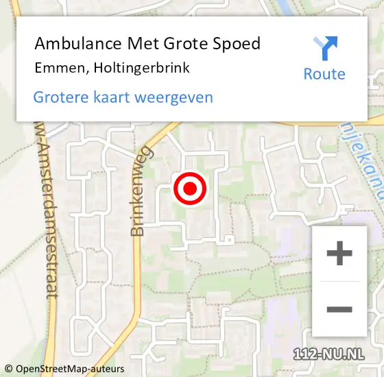 Locatie op kaart van de 112 melding: Ambulance Met Grote Spoed Naar Emmen, Holtingerbrink op 20 januari 2016 09:39