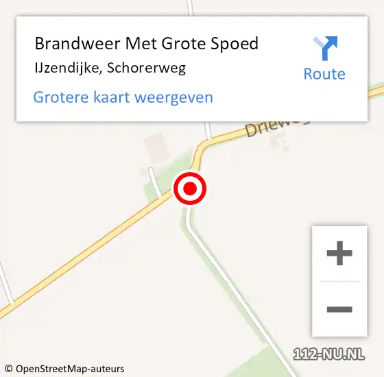 Locatie op kaart van de 112 melding: Brandweer Met Grote Spoed Naar IJzendijke, Schorerweg op 20 januari 2016 10:29