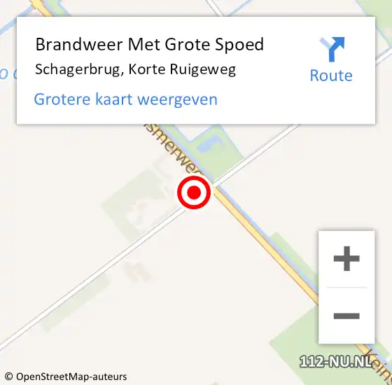 Locatie op kaart van de 112 melding: Brandweer Met Grote Spoed Naar Schagerbrug, Korte Ruigeweg op 20 januari 2016 10:46