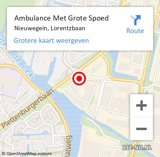 Locatie op kaart van de 112 melding: Ambulance Met Grote Spoed Naar Nieuwegein, Lorentzbaan op 20 januari 2016 10:46