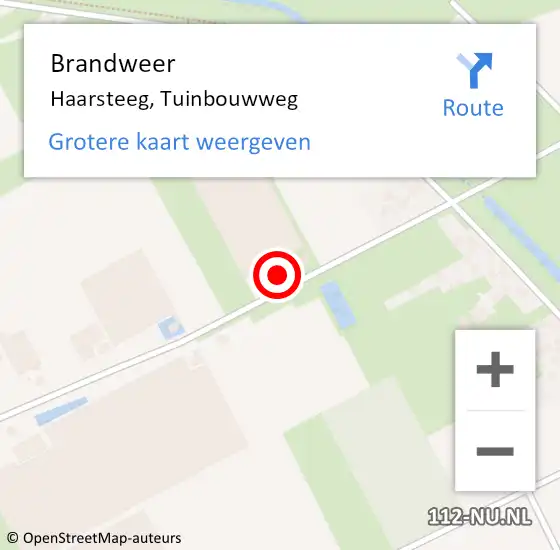 Locatie op kaart van de 112 melding: Brandweer Haarsteeg, Tuinbouwweg op 20 januari 2016 10:55