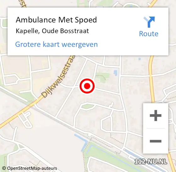 Locatie op kaart van de 112 melding: Ambulance Met Spoed Naar Kapelle, Oude Bosstraat op 20 januari 2016 11:00