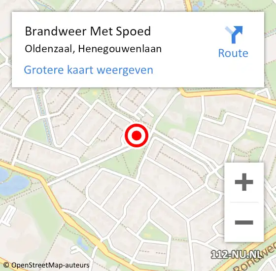 Locatie op kaart van de 112 melding: Brandweer Met Spoed Naar Oldenzaal, Henegouwenlaan op 20 januari 2016 11:00