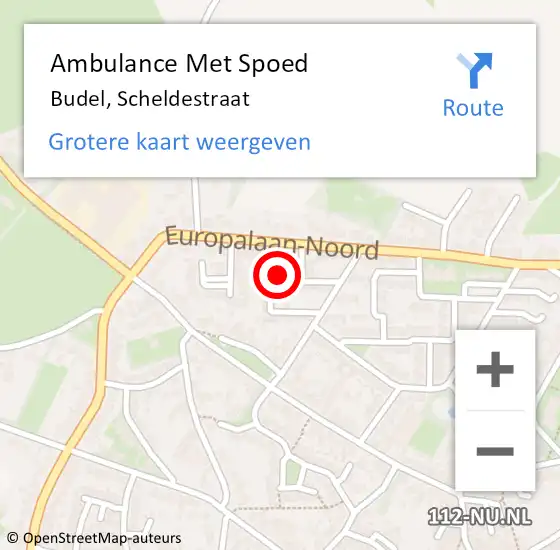 Locatie op kaart van de 112 melding: Ambulance Met Spoed Naar Budel, Scheldestraat op 20 januari 2016 11:09