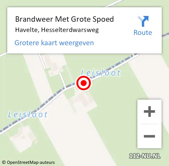 Locatie op kaart van de 112 melding: Brandweer Met Grote Spoed Naar Havelte, Hesselterdwarsweg op 20 januari 2016 12:24