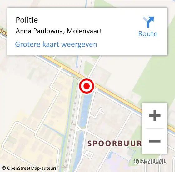 Locatie op kaart van de 112 melding: Politie Anna Paulowna, Molenvaart op 20 januari 2016 12:53
