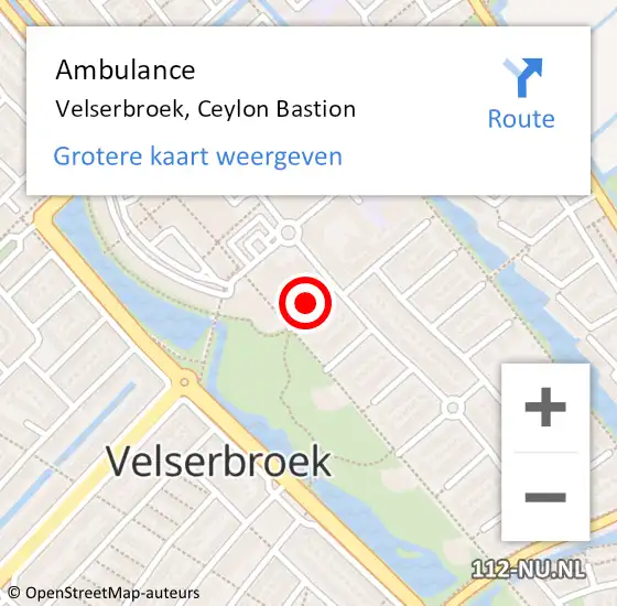 Locatie op kaart van de 112 melding: Ambulance Velserbroek, Ceylon Bastion op 20 januari 2016 13:17