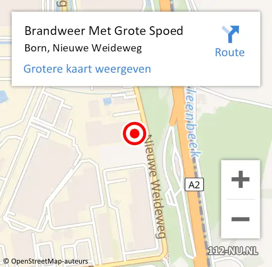 Locatie op kaart van de 112 melding: Brandweer Met Grote Spoed Naar Born, Nieuwe Weideweg op 20 januari 2016 14:01