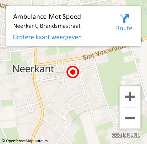 Locatie op kaart van de 112 melding: Ambulance Met Spoed Naar Neerkant, Brandsmastraat op 20 januari 2016 14:11