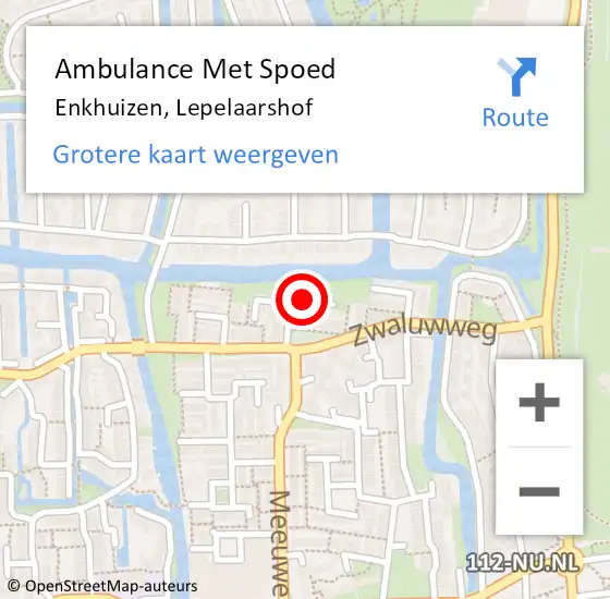 Locatie op kaart van de 112 melding: Ambulance Met Spoed Naar Enkhuizen, Lepelaarshof op 20 januari 2016 14:43