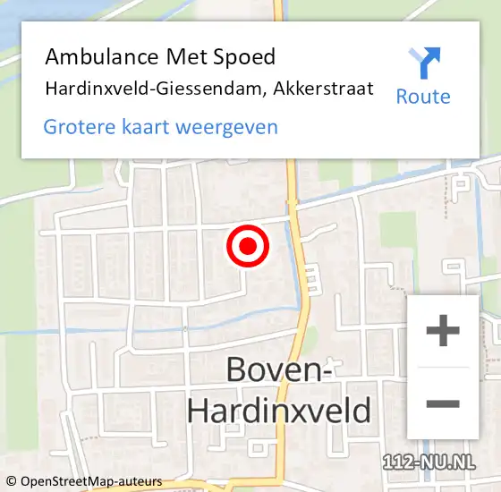 Locatie op kaart van de 112 melding: Ambulance Met Spoed Naar Hardinxveld-Giessendam, Akkerstraat op 20 januari 2016 14:56