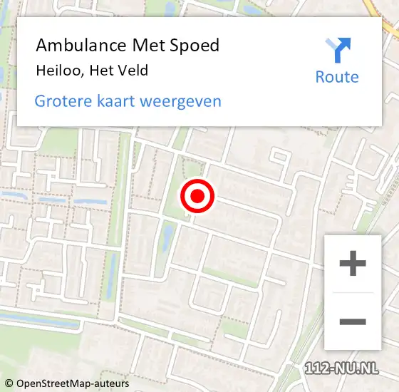 Locatie op kaart van de 112 melding: Ambulance Met Spoed Naar Heiloo, Het Veld op 20 januari 2016 15:21