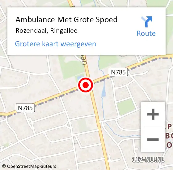 Locatie op kaart van de 112 melding: Ambulance Met Grote Spoed Naar Rozendaal, Ringallee op 20 januari 2016 15:48