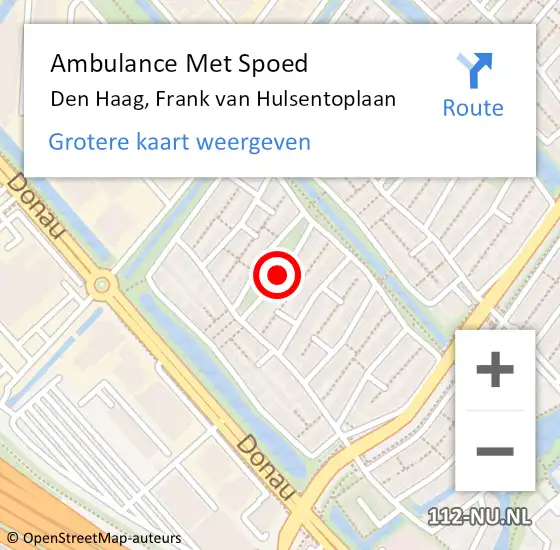 Locatie op kaart van de 112 melding: Ambulance Met Spoed Naar Den Haag, Frank van Hulsentoplaan op 20 januari 2016 16:16