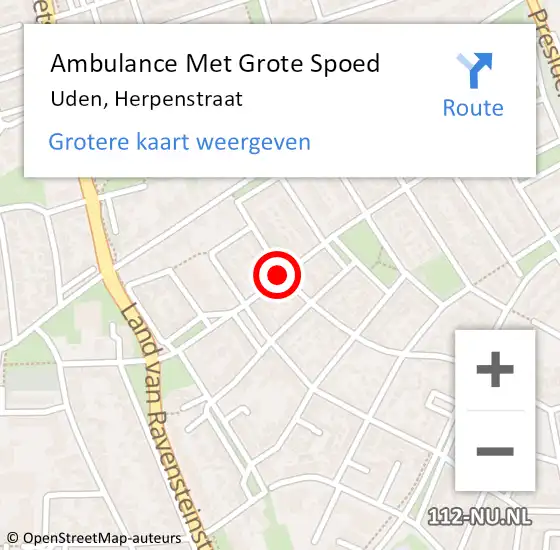 Locatie op kaart van de 112 melding: Ambulance Met Grote Spoed Naar Uden, Herpenstraat op 20 januari 2016 16:21