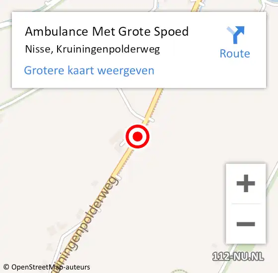Locatie op kaart van de 112 melding: Ambulance Met Grote Spoed Naar Nisse, Kruiningenpolderweg op 3 december 2013 19:54