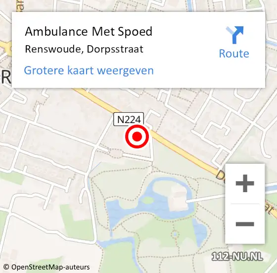 Locatie op kaart van de 112 melding: Ambulance Met Spoed Naar Renswoude, Dorpsstraat op 20 januari 2016 16:38