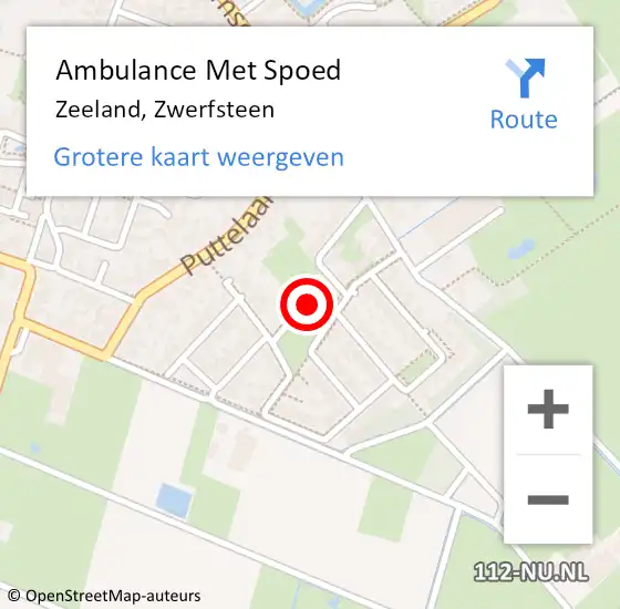 Locatie op kaart van de 112 melding: Ambulance Met Spoed Naar Zeeland, Zwerfsteen op 20 januari 2016 17:24