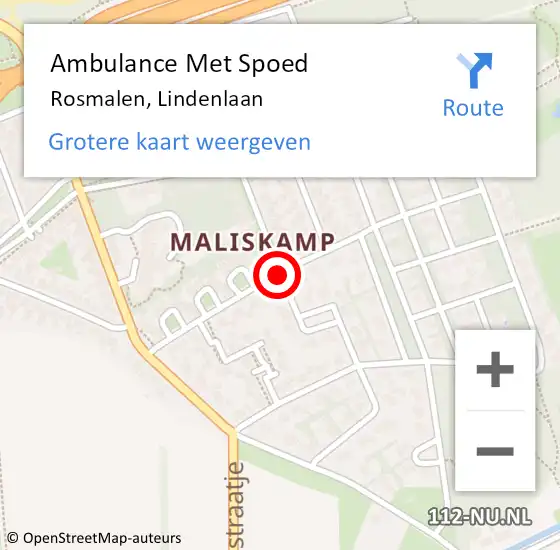 Locatie op kaart van de 112 melding: Ambulance Met Spoed Naar Rosmalen, Lindenlaan op 20 januari 2016 17:52