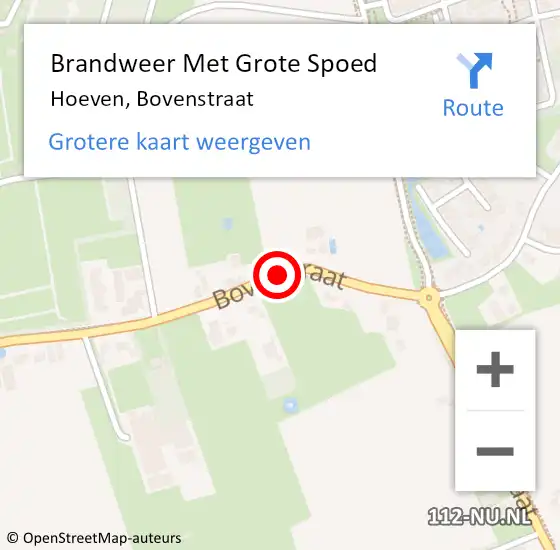 Locatie op kaart van de 112 melding: Brandweer Met Grote Spoed Naar Hoeven, Bovenstraat op 20 januari 2016 18:44