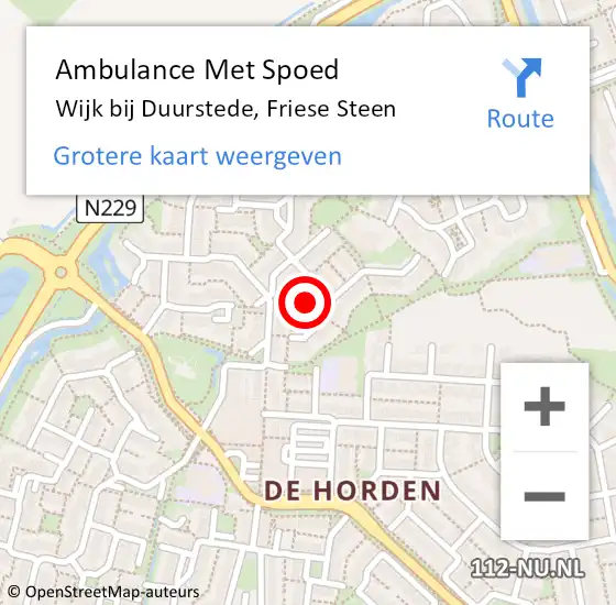 Locatie op kaart van de 112 melding: Ambulance Met Spoed Naar Wijk bij Duurstede, Friese Steen op 20 januari 2016 19:41