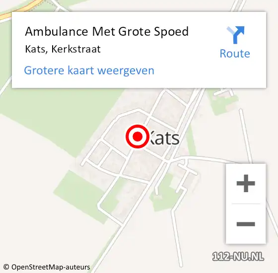 Locatie op kaart van de 112 melding: Ambulance Met Grote Spoed Naar Kats, Kerkstraat op 20 januari 2016 21:44