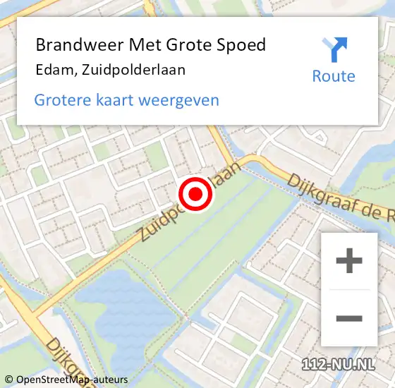 Locatie op kaart van de 112 melding: Brandweer Met Grote Spoed Naar Edam, Zuidpolderlaan op 3 december 2013 20:36