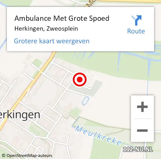 Locatie op kaart van de 112 melding: Ambulance Met Grote Spoed Naar Herkingen, Zweosplein op 21 januari 2016 05:22